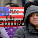 women protesting "we are the future"